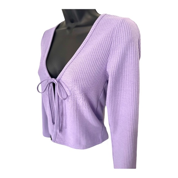 DIVIDED, H&M+ Ribbed Light Purple Cardigan Size Small - Picture 3 of 6